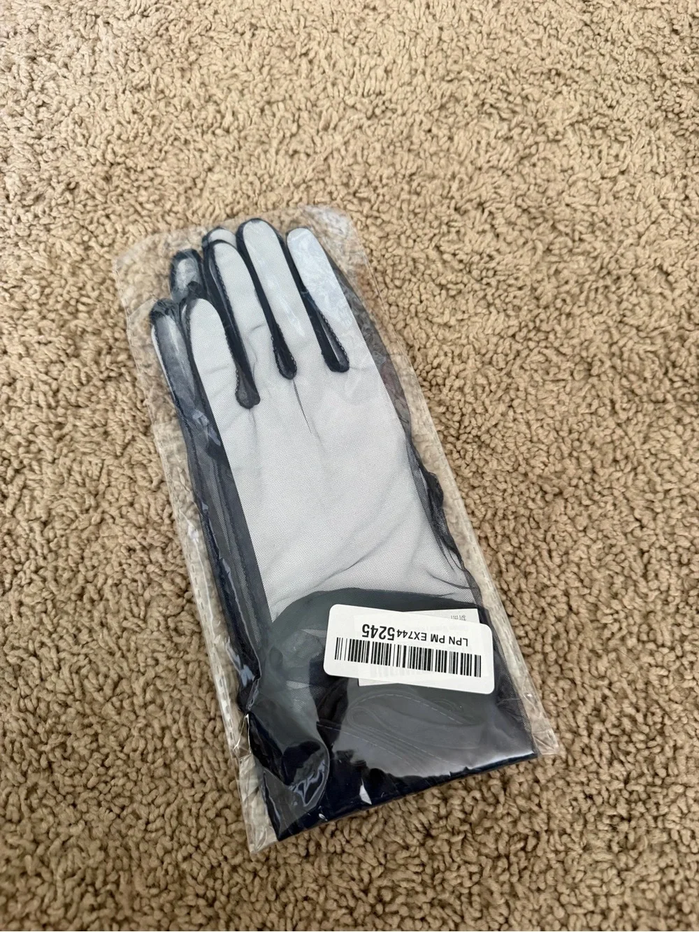 Mesh Ruffle Tea Party Formal Event Gloves Navy Blue NWT